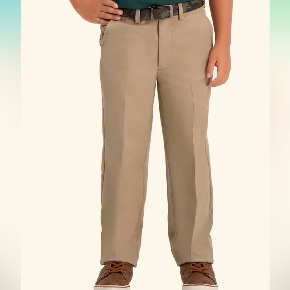 Haggar Boys’ Cool 18 Pro Regular Fit Dark Tan Dress Pants 16